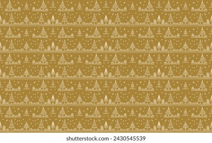 New Year, Christmas linear pattern with fir trees. Scandinavian Norwegian simple winter print. Minimalistic graphic illustration. Striped herringbone pattern with snowflakes, snowballs.