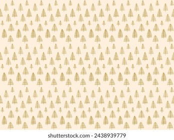 New Year, Christmas linear pattern with fir trees. Scandinavian Norwegian simple winter print. Minimalistic graphic illustration. Striped herringbone pattern with snowflakes, snowballs.