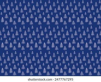 New Year, Christmas linear pattern with fir trees. Scandinavian Norwegian simple winter print. Minimalistic graphic illustration. Striped herringbone pattern with snowflakes, snowballs.