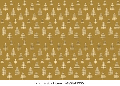 New Year, Christmas linear pattern with fir trees. Scandinavian Norwegian simple winter print. Minimalistic graphic illustration. Striped herringbone pattern with snowflakes, snowballs.
