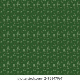 New Year, Christmas linear pattern with fir trees. Scandinavian Norwegian simple winter print. Minimalistic graphic illustration. Striped herringbone pattern with snowflakes, snowballs.