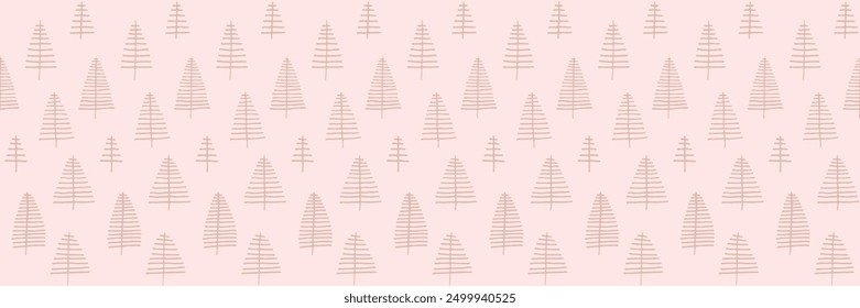 New Year, Christmas linear pattern with fir trees. Scandinavian Norwegian simple winter print. Minimalistic graphic illustration. Striped herringbone pattern with snowflakes, snowballs.