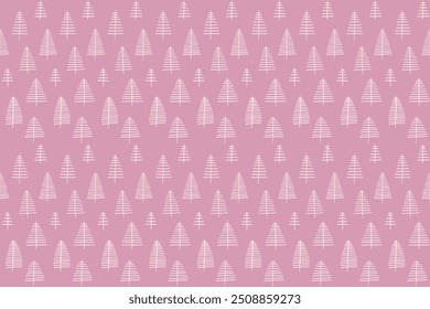 Año Nuevo, Navidades patrón lineal con abetos. Estampado de invierno noruego escandinavo simple. Ilustración gráfica minimalista. Patrón de espiga rayada con copos de nieve, bolas de nieve.