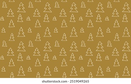 New Year, Christmas linear pattern with fir trees. Scandinavian Norwegian simple winter print. Minimalistic graphic illustration. Striped herringbone pattern with snowflakes, snowballs.