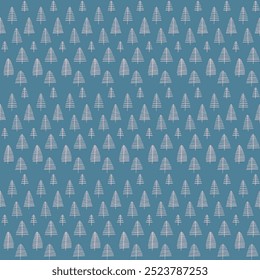 New Year, Christmas linear pattern with fir trees. Scandinavian Norwegian simple winter print. Minimalistic graphic illustration. Striped herringbone pattern with snowflakes, snowballs.