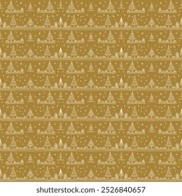 New Year, Christmas linear pattern with fir trees. Scandinavian Norwegian simple winter print. Minimalistic graphic illustration. Striped herringbone pattern with snowflakes, snowballs.