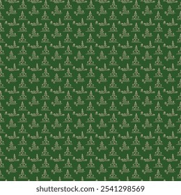 New Year, Christmas linear pattern with fir trees. Scandinavian Norwegian simple winter print. Minimalistic graphic illustration. Striped herringbone pattern with snowflakes, snowballs.