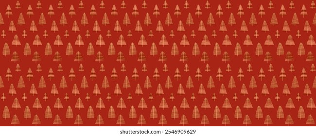 New Year, Christmas linear pattern with fir trees. Scandinavian Norwegian simple winter print. Minimalistic graphic illustration. Striped herringbone pattern with snowflakes, snowballs.