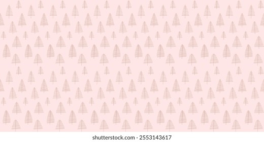 New Year, Christmas linear pattern with fir trees. Scandinavian Norwegian simple winter print. Minimalistic graphic illustration. Striped herringbone pattern with snowflakes, snowballs.