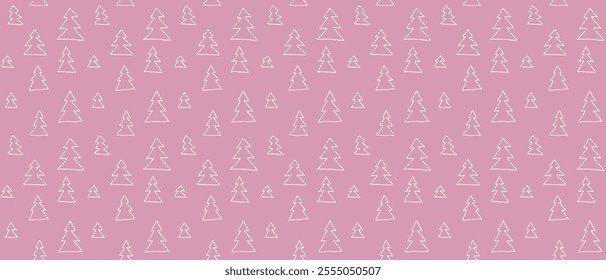 New Year, Christmas linear pattern with fir trees. Scandinavian Norwegian simple winter print. Minimalistic graphic illustration. Striped herringbone pattern with snowflakes, snowballs.