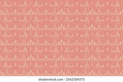New Year, Christmas linear pattern with fir trees. Scandinavian Norwegian simple winter print. Minimalistic graphic illustration. Striped herringbone pattern with snowflakes, snowballs.