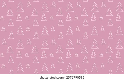 New Year, Christmas linear pattern with fir trees. Scandinavian Norwegian simple winter print. Minimalistic graphic illustration. Striped herringbone pattern with snowflakes, snowballs.