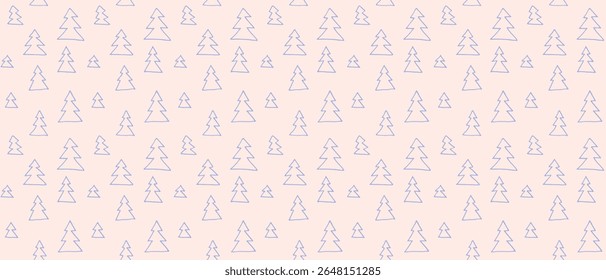 New Year, Christmas linear pattern with fir trees. Scandinavian Norwegian simple winter print. Minimalistic graphic illustration. Striped herringbone pattern with snowflakes, snowballs.