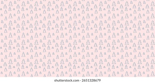 New Year, Christmas linear pattern with fir trees. Scandinavian Norwegian simple winter print. Minimalistic graphic illustration. Striped herringbone pattern with snowflakes, snowballs.