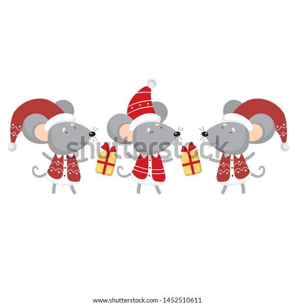 Download New Year Christmas Mouse Cartoon Illustration Stock Vector Royalty Free 1452510611 3D SVG Files Ideas | SVG, Paper Crafts, SVG File