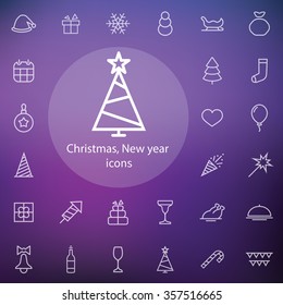 new year, christmas outline, thin, flat, digital icon set for web and mobile new year, christmas outline, thin, flat, digital icon set for web and mobile
