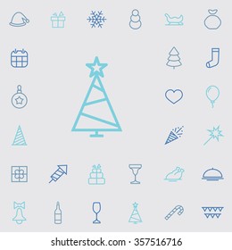 new year, christmas outline, thin, flat, digital icon set for web and mobile