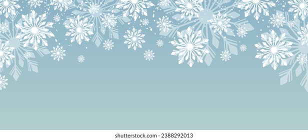 New Year and Christmas pale blue vector background with snowflakes. Winter background, card, cover, poster, banner.