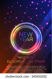 New year and Christmas party poster template. Vector illustration. A4