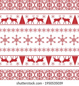 New Year Christmas pattern with deer and snowflakes
