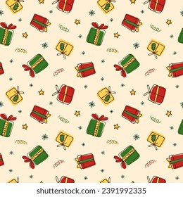 new year christmas pattern drawn