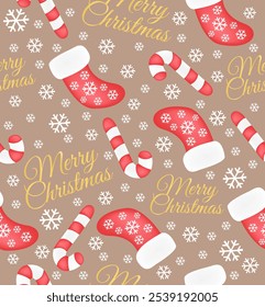 New year and christmas pattern on brown background.