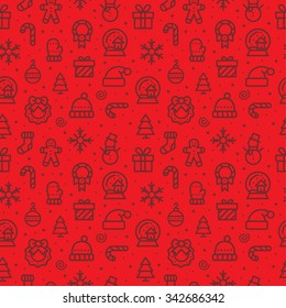 New year and Christmas pattern on a red background