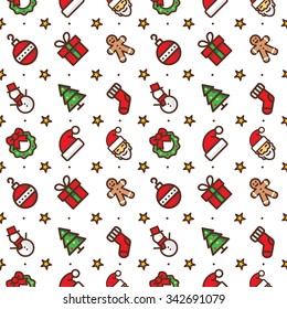 New year and Christmas pattern on a white background