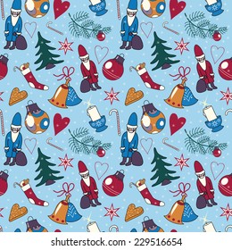 New Year and Christmas pattern with traditional elements