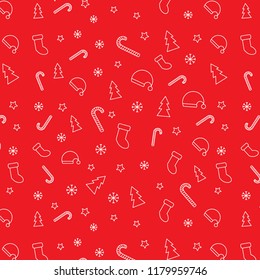 New Year and Christmas pattern vector seamless red