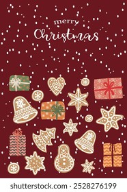 new year christmas pattern. Vector template with cute elements for design