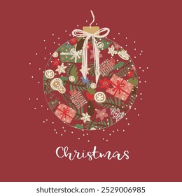 new year christmas pattern. Vector template with cute elements for design