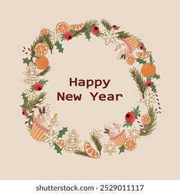 new year christmas pattern. Vector template with cute elements for design