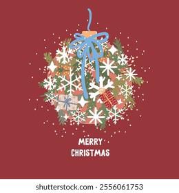 new year christmas pattern. Vector template with cute elements for design