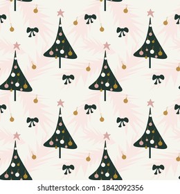 
New Year and Christmas patterns. Christmas tree. Stylish illustration for festive packaging, fabrics, headpieces, postcards.