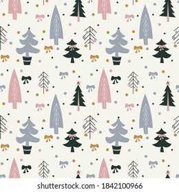 
New Year and Christmas patterns. Vintage style. Christmas tree. Stylish illustration for festive packaging, fabrics, headpieces, postcards.