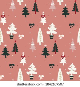 
New Year and Christmas patterns. Vintage style. Christmas tree. Stylish illustration for festive packaging, fabrics, headpieces, postcards.