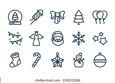 New year and Christmas related line icon set. Xmas celebration linear icons. New year theme outline signs. Merry Christmas vector line icons.