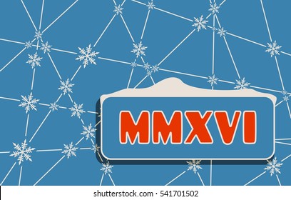 New Year and Christmas relative illustration. 2017 year number. Molecule And Communication Background. Vector brochure or report design template. Connected lines with snowflakes. Roman numerals