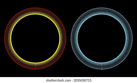 New Year, Christmas round snow frames. Set of winter dotty abstract backgrounds, border templates with empty space for text.