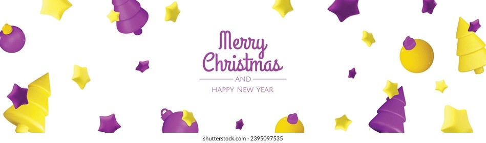New Year or Christmas sales design template. Vector illustration. Winter background with decorative gift box and gold stars
