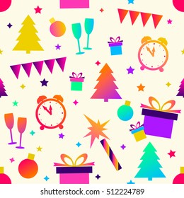 New year or Christmas seamless background, vector image. Good background for gift packing, or congratulations.