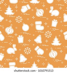 New Year and Christmas seamless pattern. Winter holidays. Design for banner, poster or print.