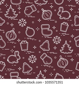 New Year and Christmas seamless pattern. Winter holidays. Design for banner, poster or print.