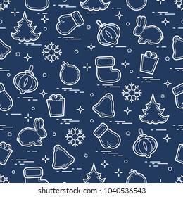 New Year and Christmas seamless pattern. Winter holidays. Design for banner, poster or print.
