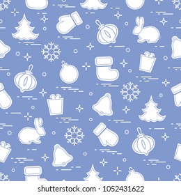 New Year and Christmas seamless pattern. Winter holidays. Design for banner, poster or print.
