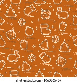 New Year and Christmas seamless pattern. Winter holidays. Design for banner, poster or print.