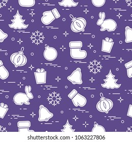 New Year and Christmas seamless pattern. Winter holidays. Design for banner, poster or print.