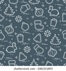 New Year and Christmas seamless pattern. Winter holidays. Design for banner, poster or print.