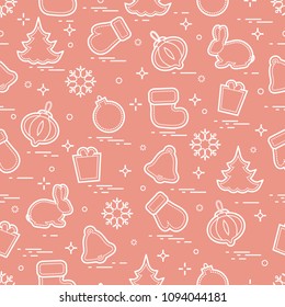 New Year and Christmas seamless pattern. Winter holidays. Design for banner, poster or print.